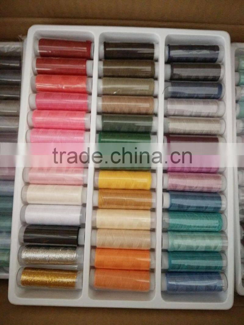 5pcs plastic tube of colorful polyester thread blister on card