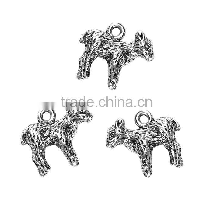 Zinc Based Alloy 3D Charms Lamb Antique Silver