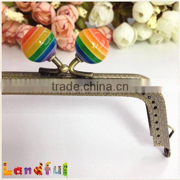 Antique Bronze Rainbow Frames Kiss Lock Cube Metal Handbag Frame