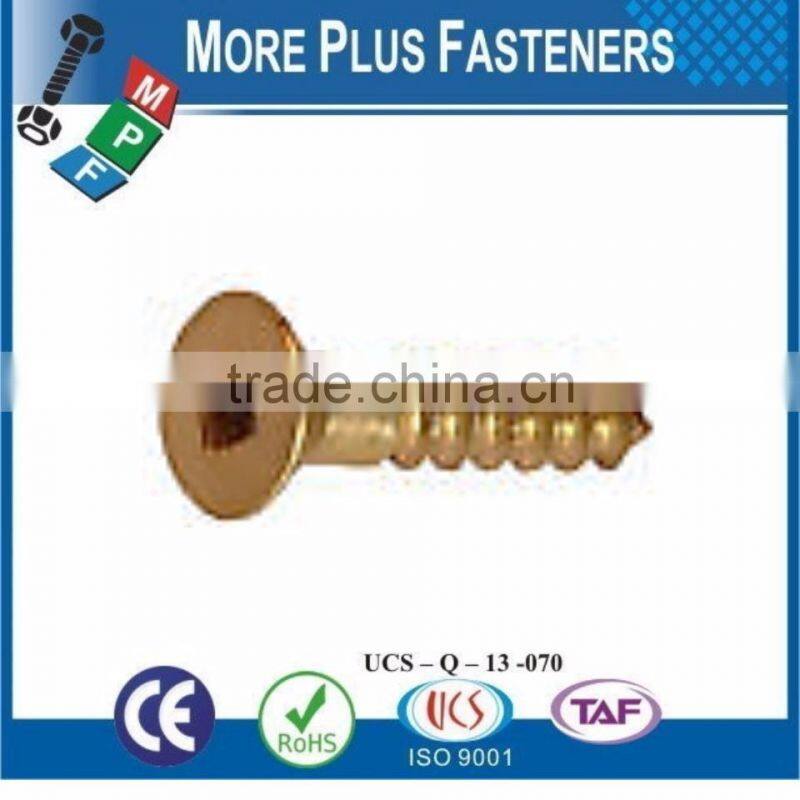 Made in Taiwan Zinc Plated Silicon Bronze Solid Brass Flat Head Square Drive Robertson Wood Screw