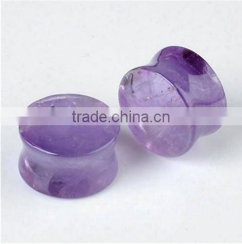 2017 Hot Amethyst Flare Plug with O Ring Natural Stone Ear Plug