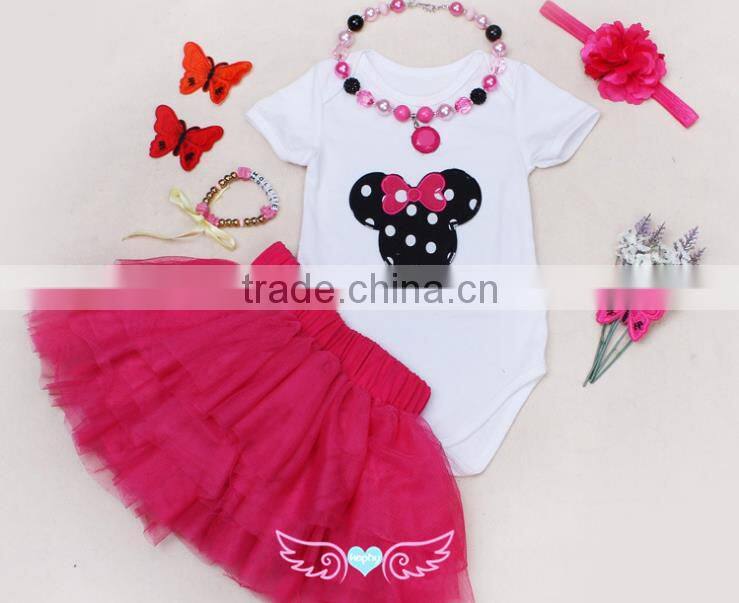 Baby Girl's First Birthday Outfit Boutique cloth wholesale kids hot pink tutu skirt/dress clothing set