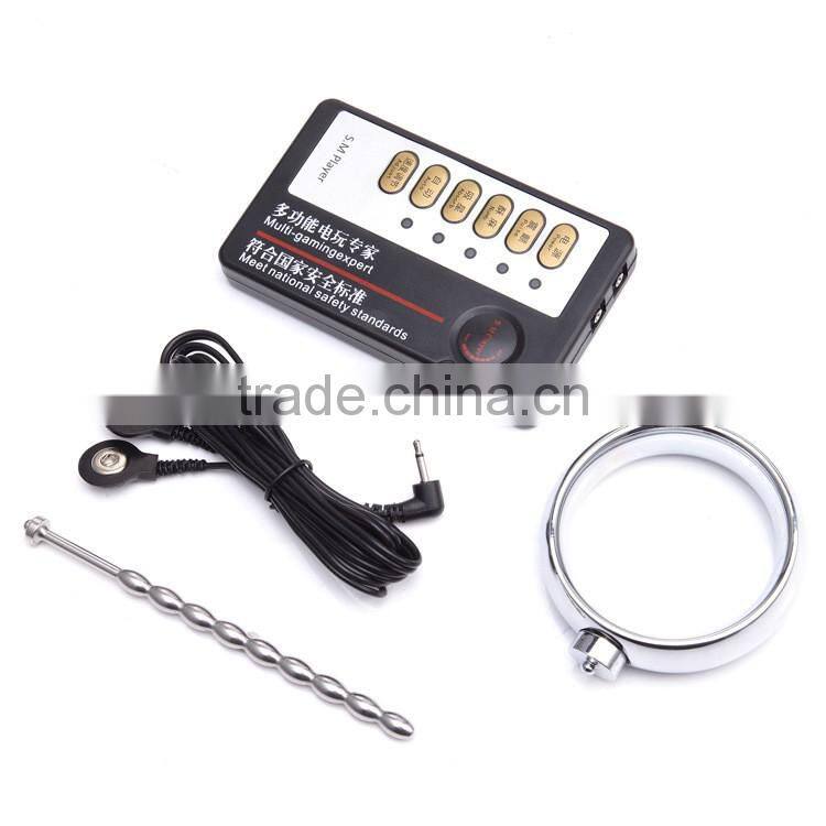 Male Electric Shock Cock Ring, Metal Penis Enlarger Massager Accessory For DIY Sex Toys