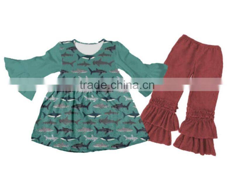 Wholesale China suppliers Girls boys printing clothing shark printing clothing