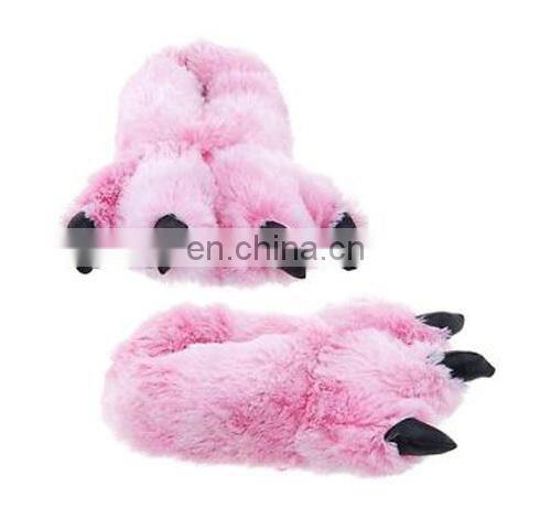 Adults warm paws plush shipper paws Women pink paw slippers