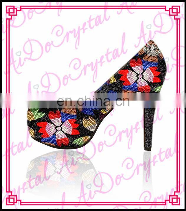 Aidocrystal colorful crystal diamond peep toe sling back shoes in women dress shoes