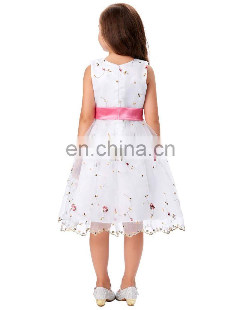 Grace Karin Cute Sleeveless White Lace Girl Party Wear Western Dress CL007553-1