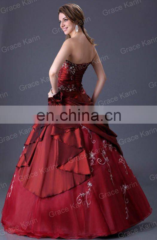 Grace karin long floor length red Prom Wedding Evening Dress Bridal Gown CL2516