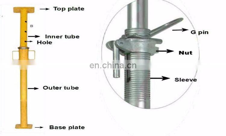 Tianjin Shisheng Hot Sale Galvanized Adjustable Scaffolding Shoring Steel Props