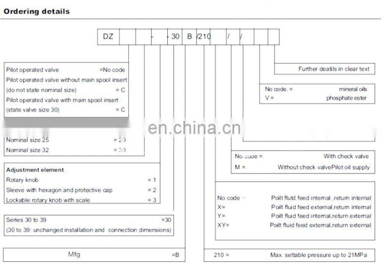 Trade assurance Pilot sequence valve DZ30-3-30/210X,DZ30-3-30/210Y,DZ30-3-30/210XY