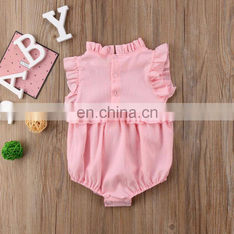 2018 Baby summer walk rompers baby girl lace flower jumpsuit
