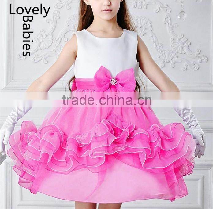Girls photos of princess gowns 2016 sleeveless party wear frill dress