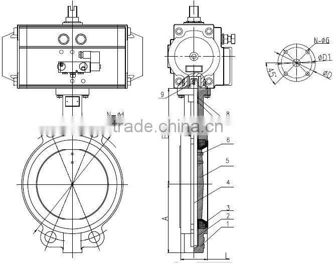 Pneumatic Wafer And Lug Type Butterfly Valves Dn200