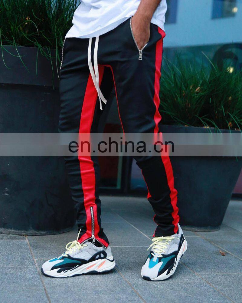 Summer drawstring trousers zipper double pocket long men's sports casual pants