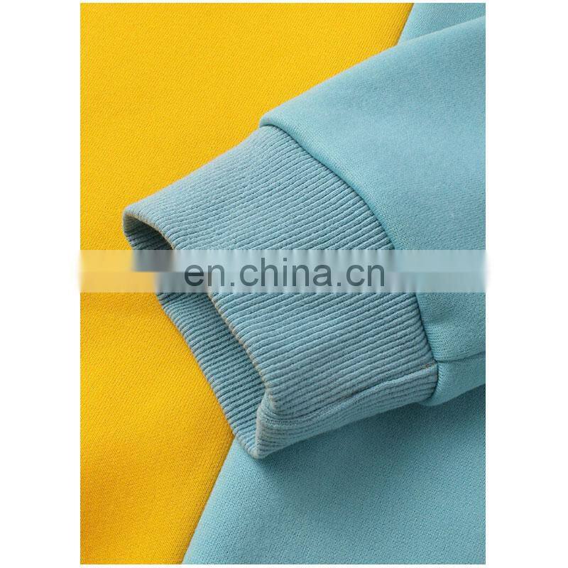 OEM men's loose sports contrast stitching long-sleeved round neck pullover sweater