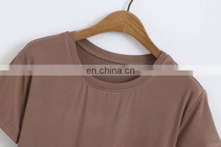 Customized sexy women's back cross tie rope mid-length short-sleeved T-shirt women summer new style dress