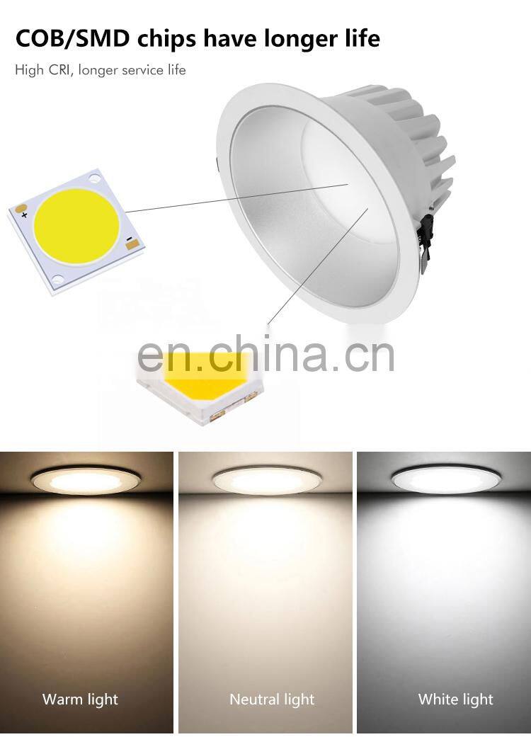 ALLWAY Hot Sell Exhibition Hall Three Color Temperatures Recessed Indoor Down Light Round Led Downlight