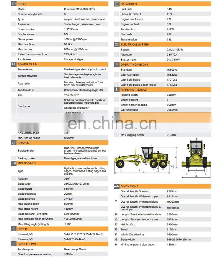 SHANTUI road construction machinery blade motor grader 17ton SG21-3 for sale