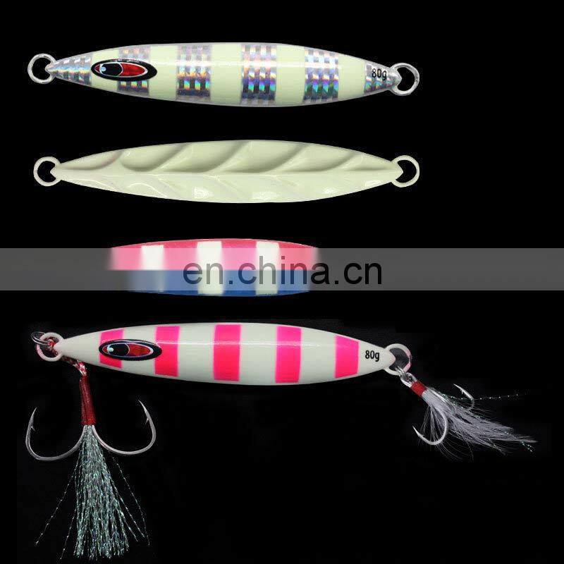 JOHNCOO 60G 80G 100G Jigging Lure Lead Jig Mental Luminous Lure Fishing