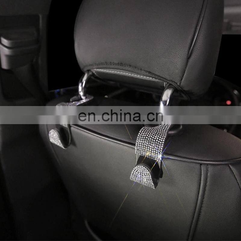 Car Seat Back Hook Diamond Bling Rhinestones Hanger Auto Back Universal Headrest Mount Storage Holder Car Interior Accessories