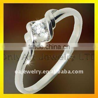cheap China fashion jewelry classic simple silver vintage wedding jewelry lady CZ ring with rhodium plated