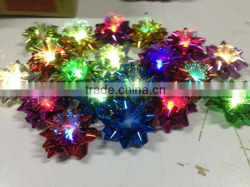 2014 HOT Sale! Festive Patry Decoration Star Ribbon Bow with LED Light for holiday decoration