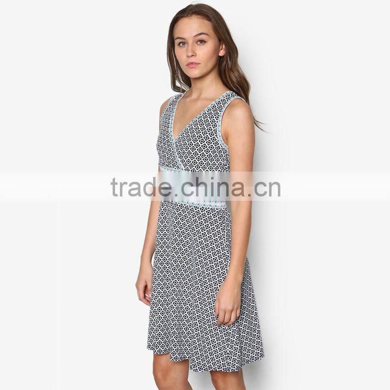 2016 summer hotsale v-neck cotton dress design with cheap price D275