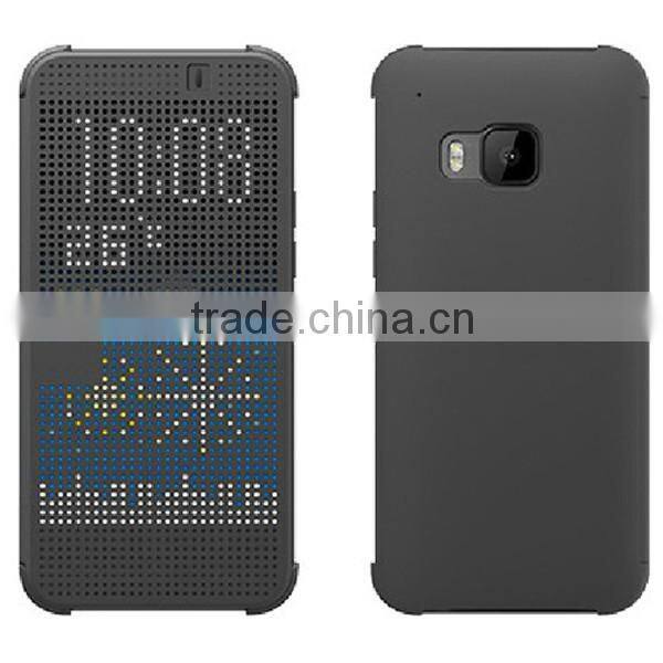 High quality full official functions dot view holder flip cover case for htc one m9 , smart view case for htc one m9