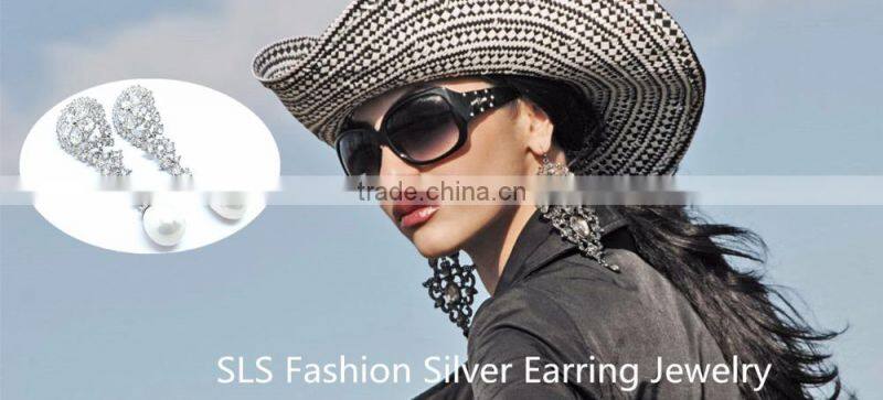 2016 New product fashion 925 sterling silver antique black zircon moon and star stud earrings for women