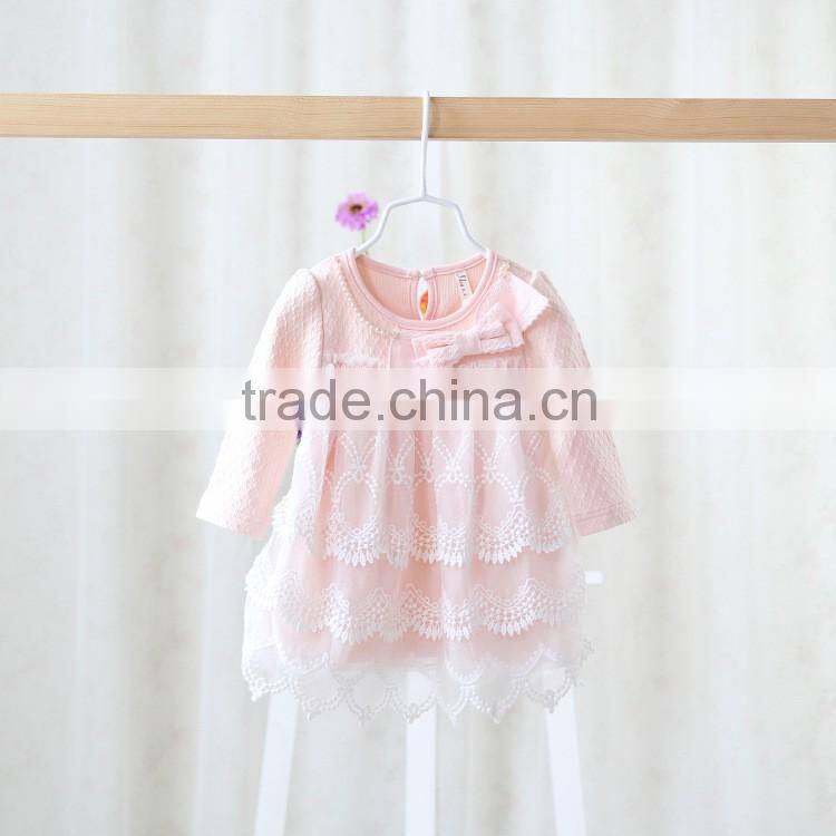 Hot Sale Baby Clothing Infant Baby Girl Lace Pearls Dress Kids Cake Princess Dress Toddlers Soft Cotton Dresses