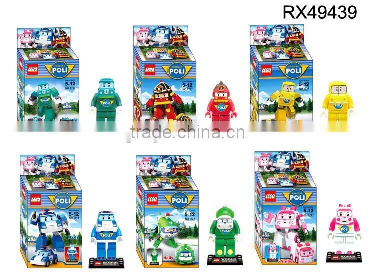 Children DIY transform robot toy robocar poli brick toy