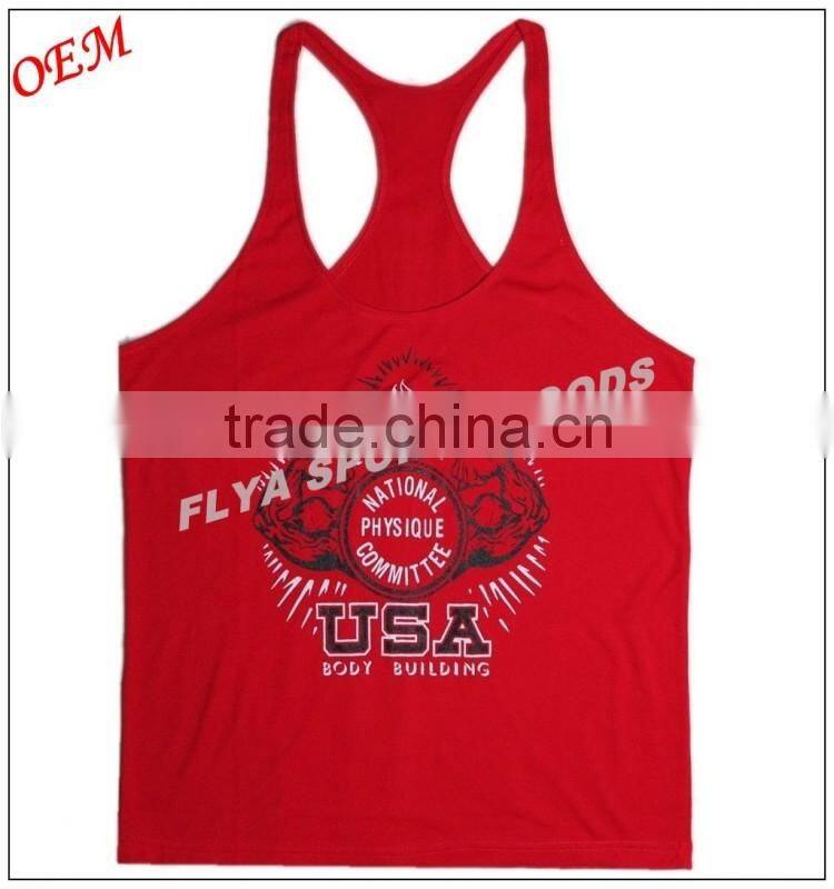 custom logo printed y-back gym stringer singlet