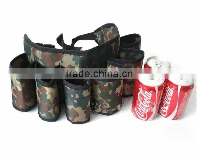 Simple design large capacity green camouflage fabric beer belt