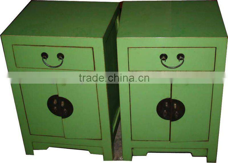 chinese antique one drawer two door nightstands