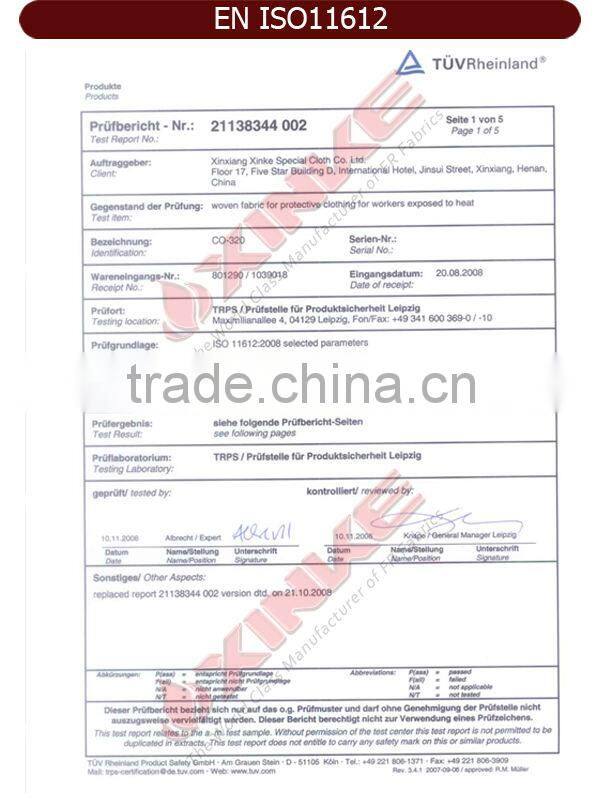 EN ISO11612 Hi vis permenent flame retardant FR AS Modacrylic fabric