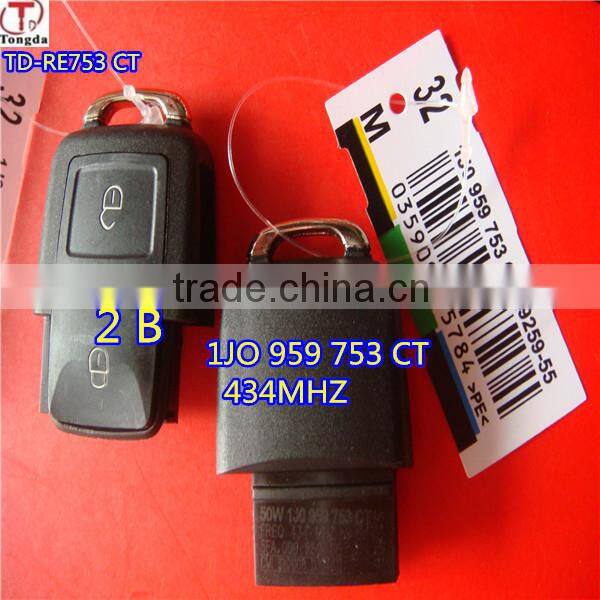 Tongda key high quality 2button remote key 433mhz ( 1JO 959 753 AG V5 ) for VW