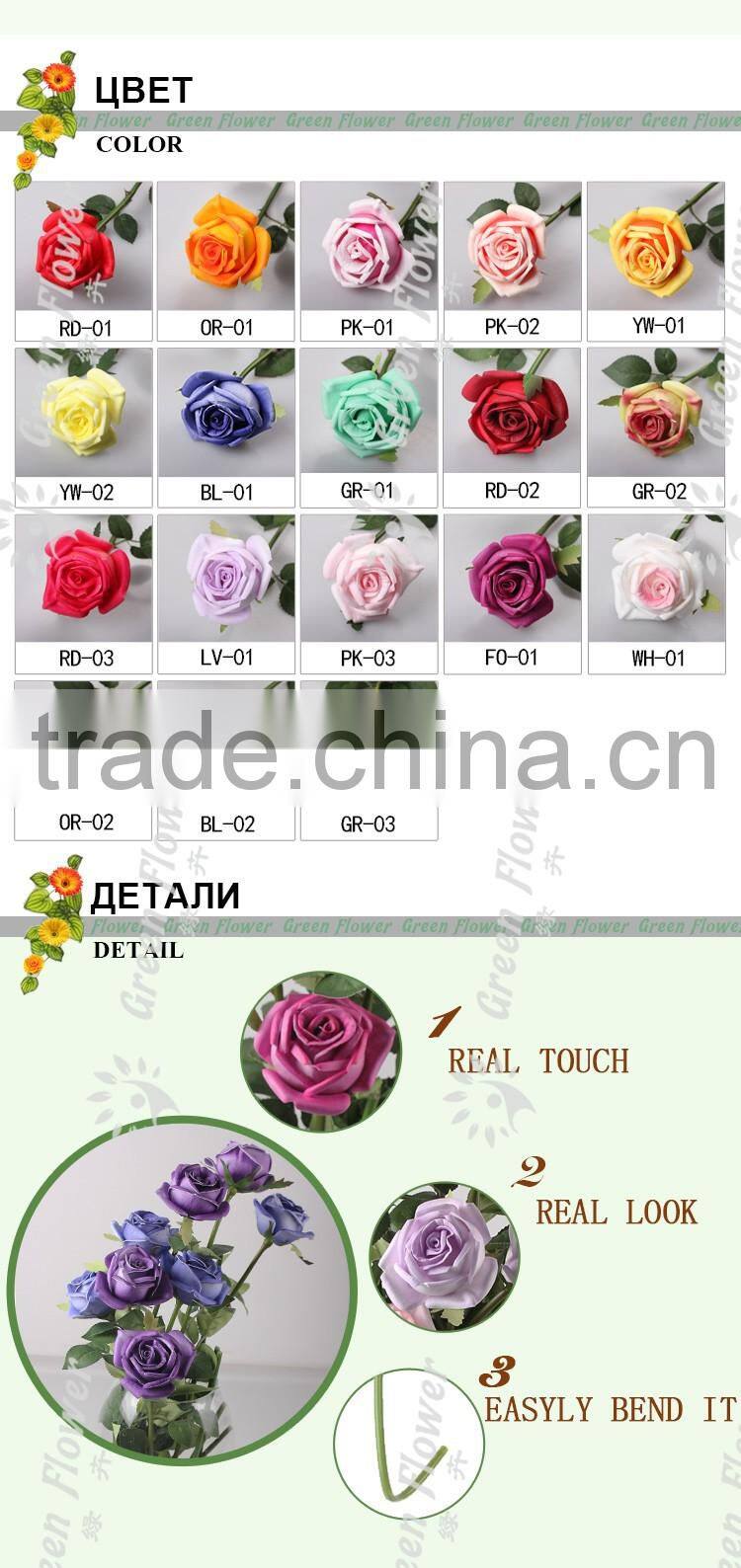 2016 Wholesale 12 PCS 8 color Latex Artificial PU Flowers Rose Bouquet Wedding Bridal Decor Display christmas Real Touch Flower