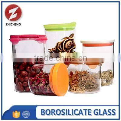 customized transparent borosilicate glass container with lid