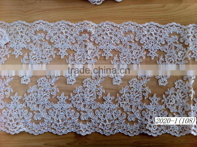 2015 Popular cord lace for wedding dress/Embroidery cording lace trim width 35cm