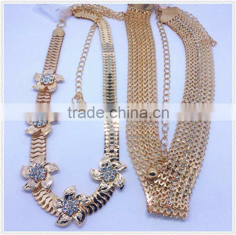 2016 Fashion Lady Sexy Waist Rhinestone Waist Chian For Metal Belt