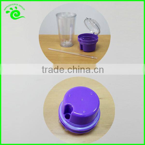 Plastic Drinking Mug With Straw And Snack Box
