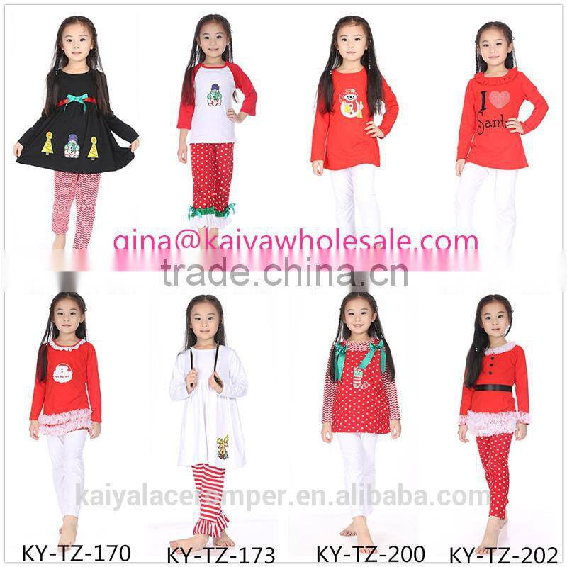 2015 baby girls snowman applique top and red chevron pants set,christmas outfits for kids