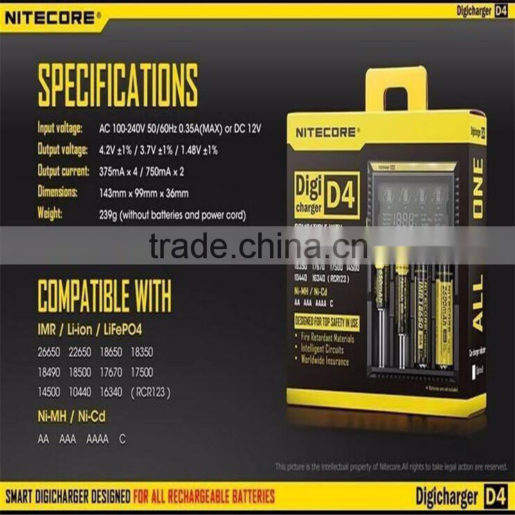 Fresh release Nitecore D4 LCD Intellicharge Charger goldberg supply US/EU/UK plug Nitecore D4 lcd charger