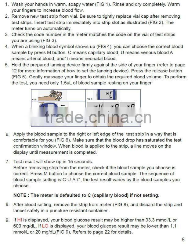 180 test memory with date and time and PC downloading FDA certificate new blood glucose meter Enhance Result in only 8 seconds