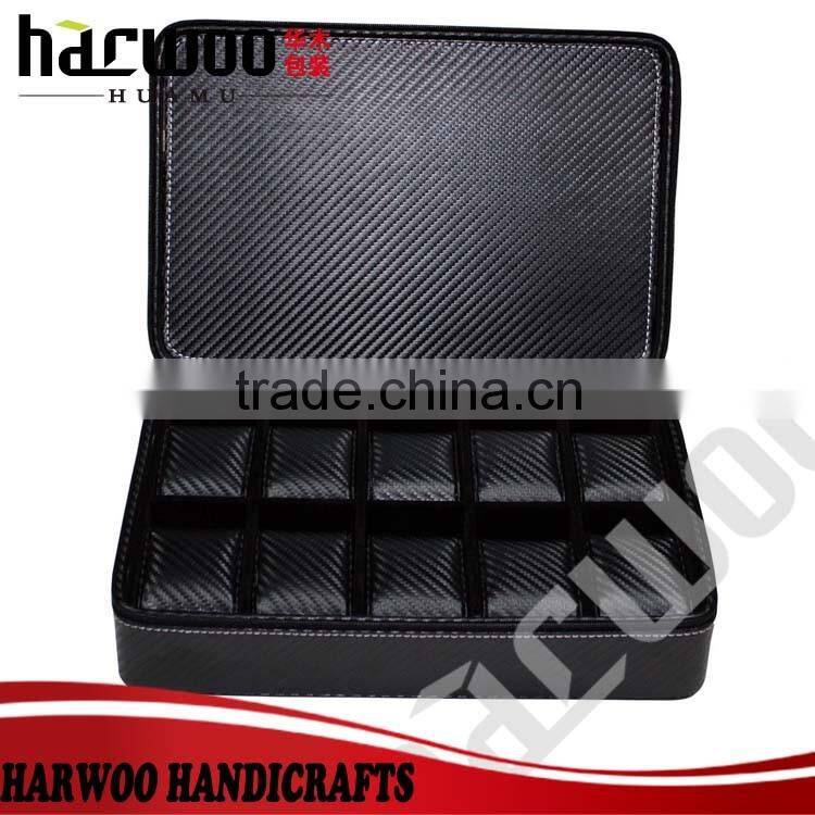 10 slot black pu portable watch box,pu leather watch case accept custom,pu leather watch case accept custom