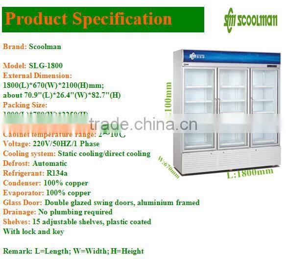 Static Cool Three Glass Door Drink Fridge