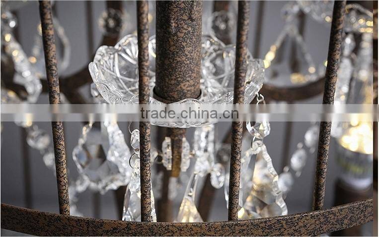 Rust vintage crystal iron chandeliers for restaurant