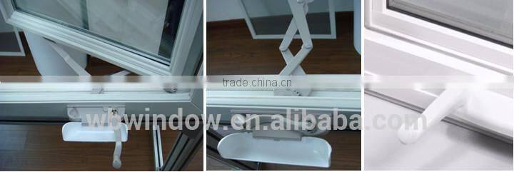 Double glazed PVC crank winder grill window,excellent insulation PVC crank opening window,grills design manual crank open window