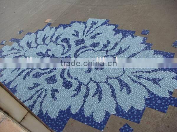 all kinds blue mosaic flower patterns for swimming pool decorative