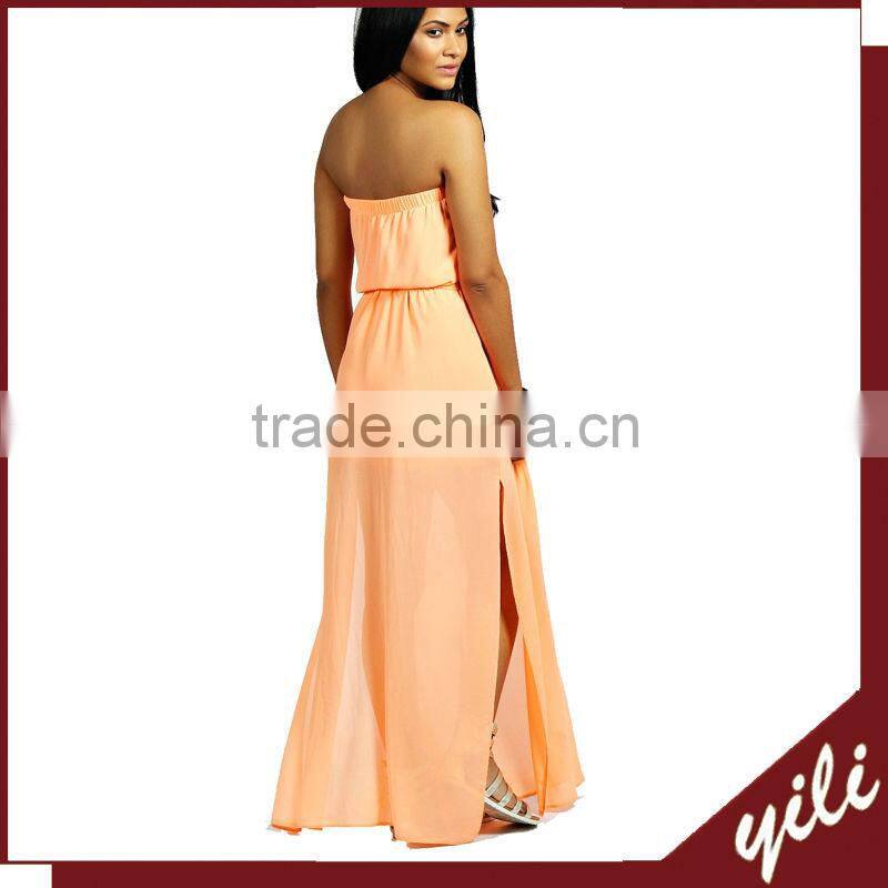 2015 new dress Elegant Bandeau High Waist Chiffon maxi dress